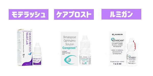 モデラッシュ・ケアプロスト・ルミガンの比較